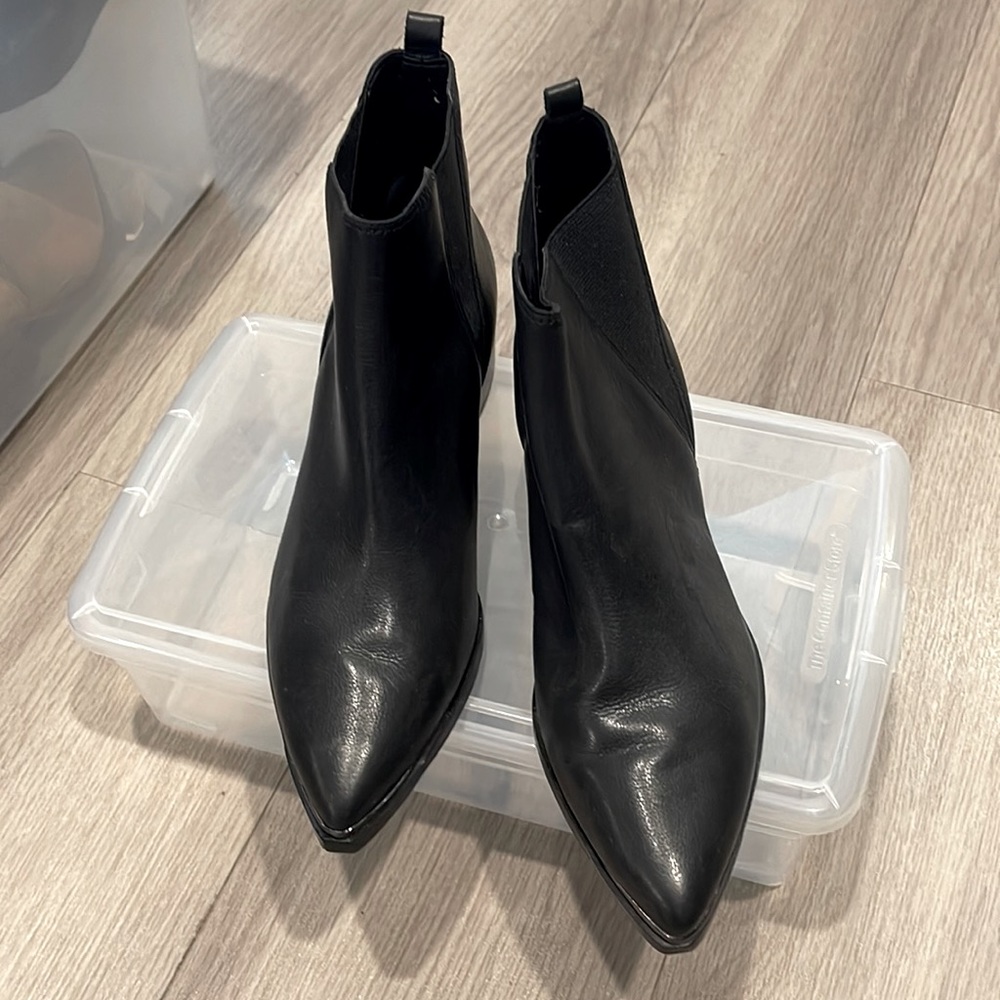 Marc Fisher black Chelsea pull on bootie.